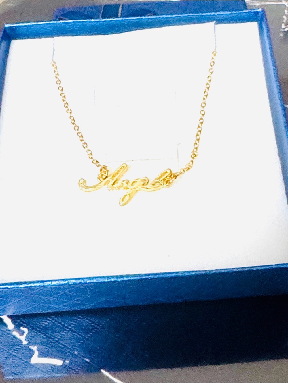 Gold 'Angel' Script Nameplate Necklace - Women's Gold Pendant